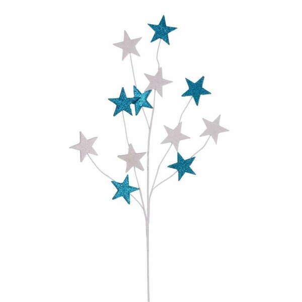 Vickerman 34 in. Turquoise & White Star Glitter Spray, 6 Piece, 30PK QG224307